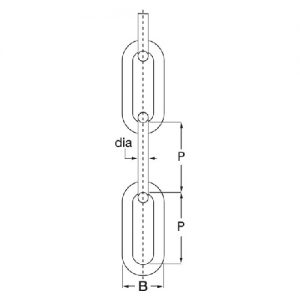 Commercial Long Link Chain technical drawing